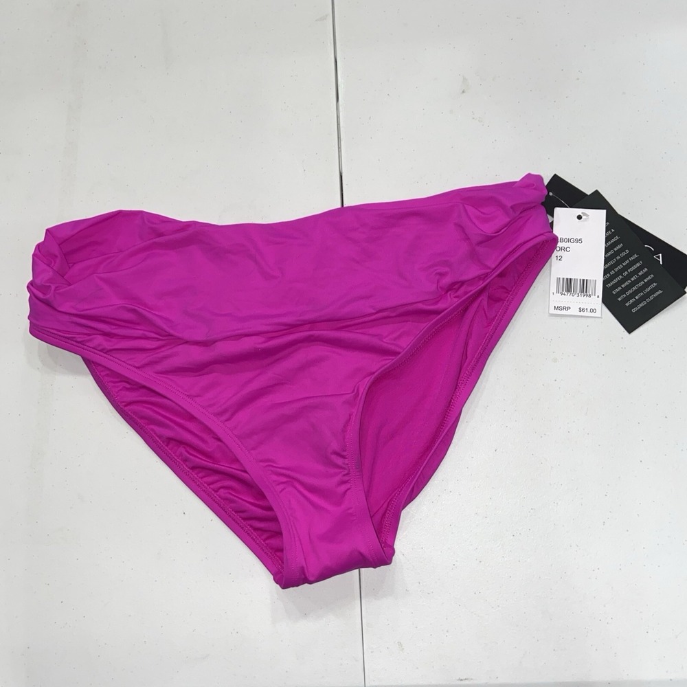 La Blanca Island Goddess Ruched Fold-Over Bikini Bottom Purple LB0IG95 Mens 12